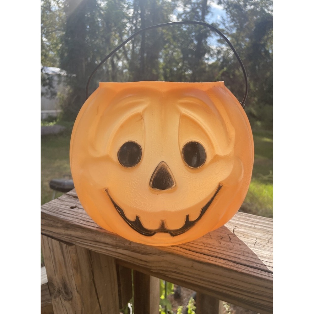 VTG GeneralFoam Plastic Pumpkin‎ Jack-O-Lantern Blow Mold Halloween Candy Bucket